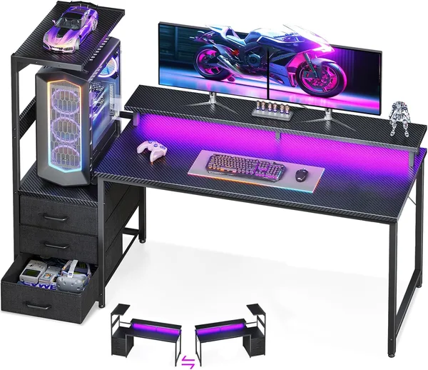 AODK Escritorio Gamer 59" con Soporte para PC y RGB